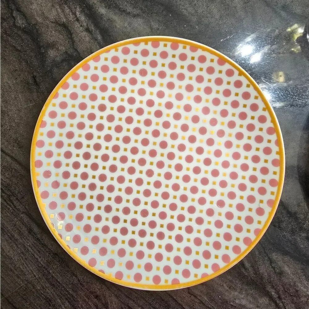 10 Strawberry Street PIRO-4-4-CORL Pirouette Salad Plate, Set of 4, White/Coral